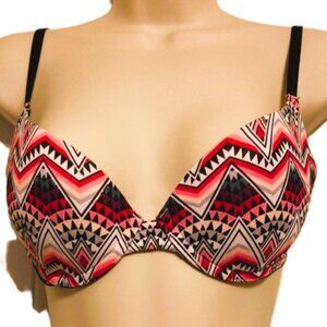 VICTORIAS SECRET PINK VS Wear Everywhere Super Push-Up Aztec Geometric Bra 32C